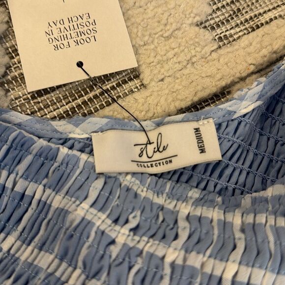 Plaid Gingham One Shoulder Midi Dress Size Small NWT - Picture 6 of 8